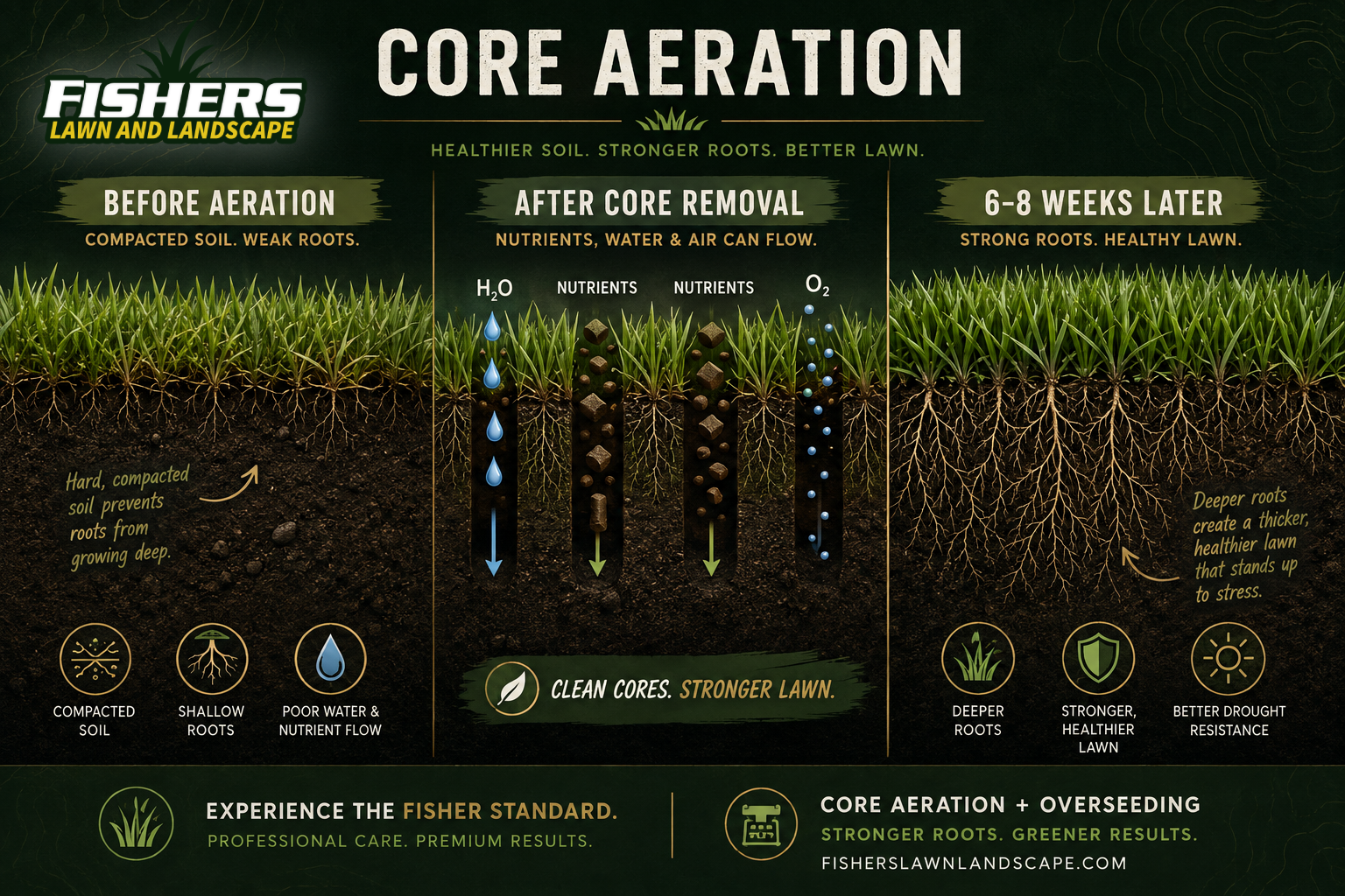 Core aeration lawn infographic